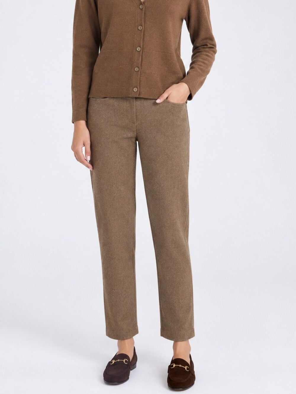 MaxMara Wool Taupe-Brown Straight-Leg Pants Size 4